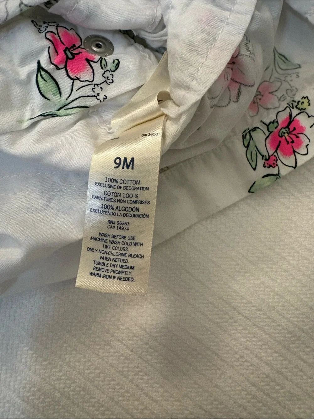 OshKosh B'gosh White Floral Pink Overall Dress